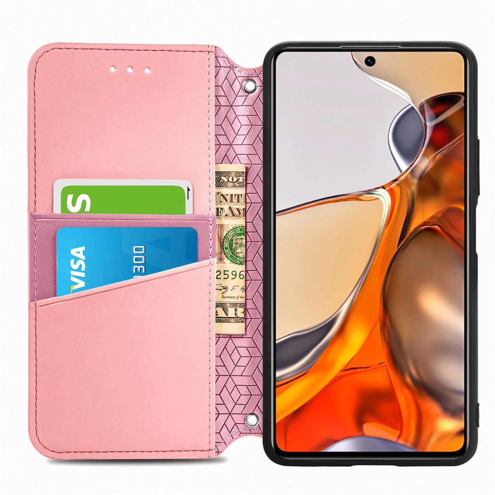 HAOYE Cover A Portafoglio Per Nokia C12 – Custodia In Pelle PU Con Supporto, Slot Per Carte E Cordino, Protezione Integrale Antiurto, Nero - 3