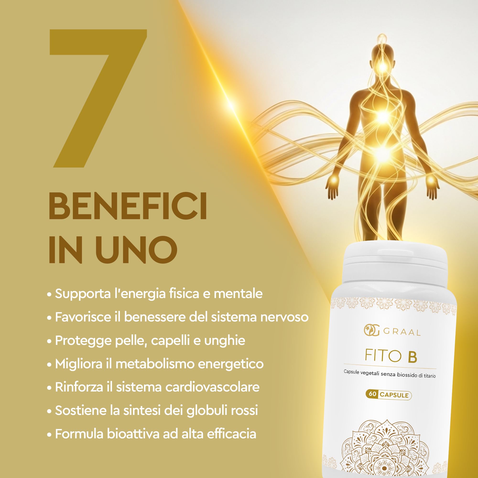 Graal Fito B - Vitamine B Complex per Energia Fisica e Mentale - B6, B1 e Acido Folico e Vitamina B12 per Sistema Nervoso e Pelle Sana