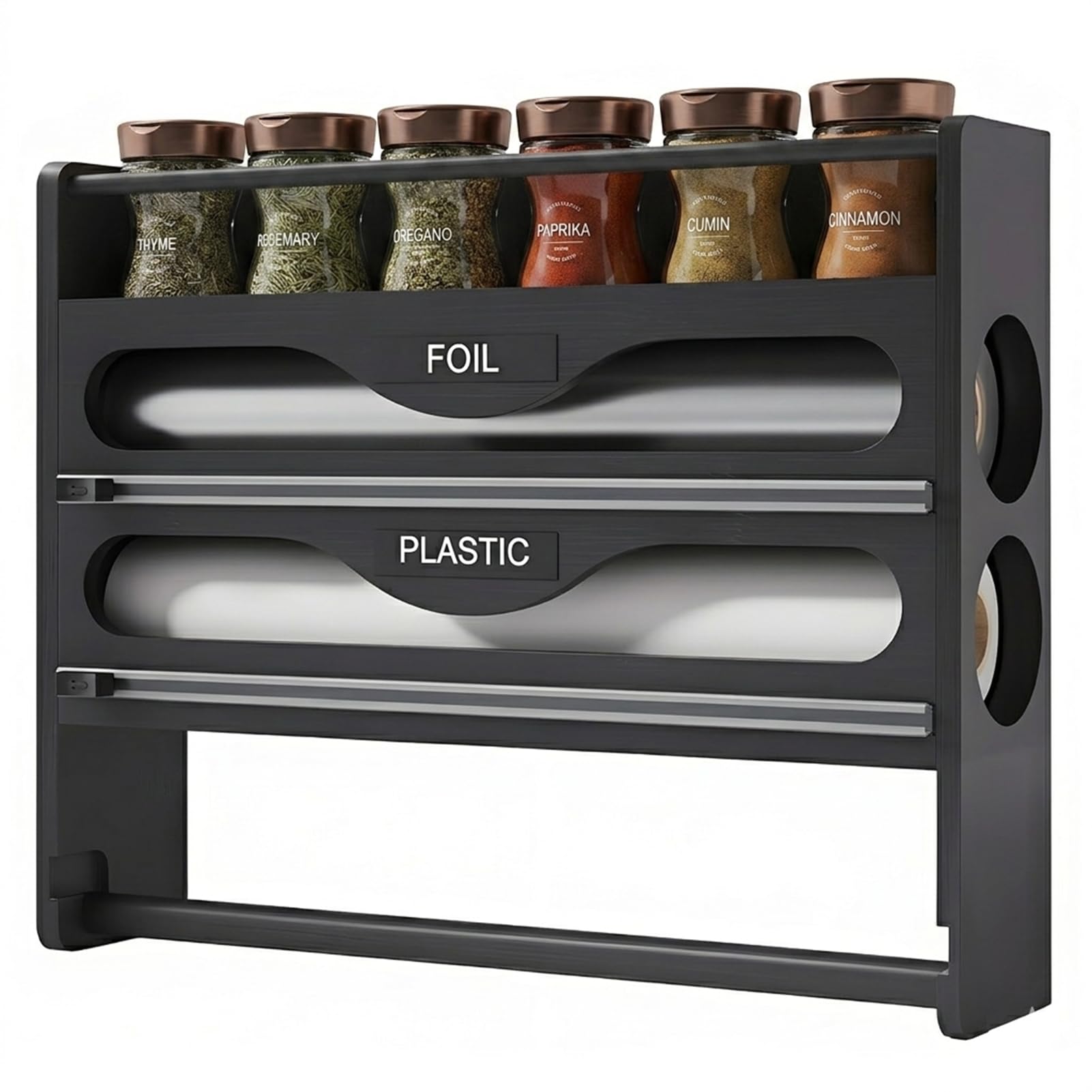 Dispenser di pellicola con taglierino, dispenser di pellicola in alluminio e contenuto fresco, porta rotolo da cucina e portaspezie, dispenser di pellicola salvafreschezza da cucina, pellicola