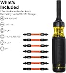 Klein Tools 32315HD 15-in-1 Tournevis à cliquet multi-bits, à impact, 7 Conseils de zone de torsion proflexe à double extrémité, 1/4-Inch Chauffeur d'écrou, 8-Piece
