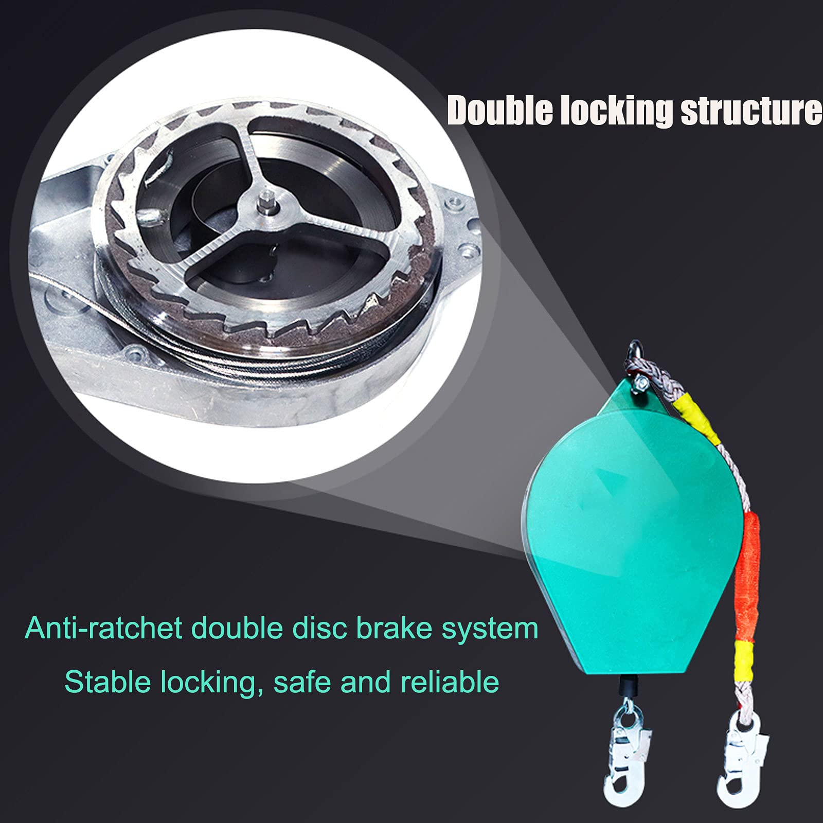 Protección contra caídas retráctil, Dispositivo de Seguridad de Altura con función de Bloqueo automático, Equipo de protección contra caídas con Cable de Acero y Gancho, 3m/5m/7m/10m/15m/20m