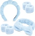Skincare Headband Bandeau de tête pour femmes Bandeau mignon pour le lavage du visage Soft Elastic Skin Care Bandeau et bandeau de poignet Rose