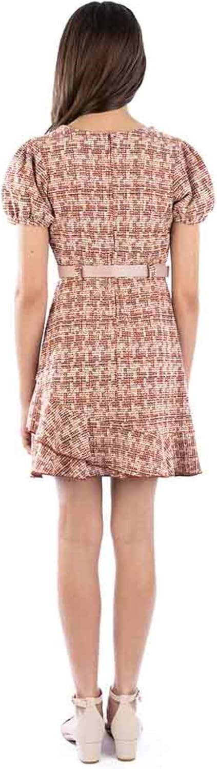 Speechless Girls Short Balloon Sleeve Boucle Dress - Image 2