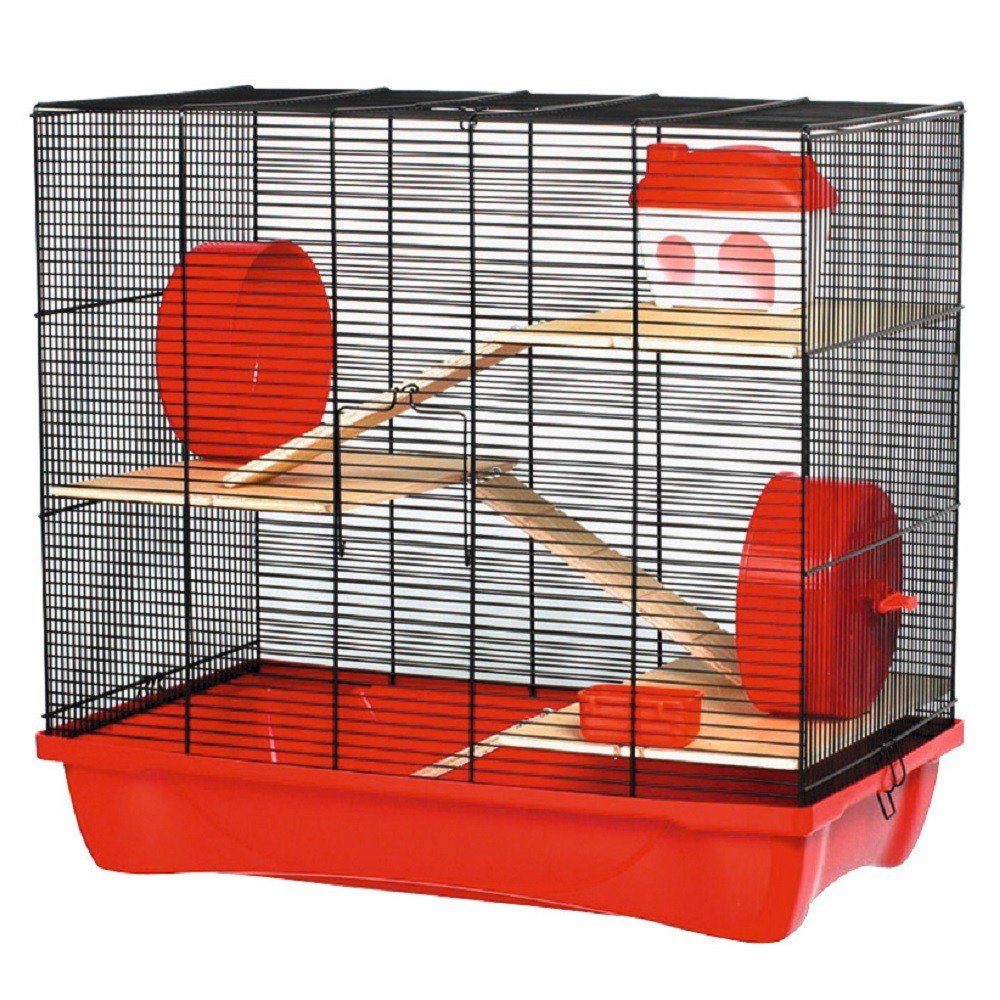 Kerbl HAMSTER 12, Käfig mit 3 Etagen und Zubehör, 58 x 32 x 54 cm