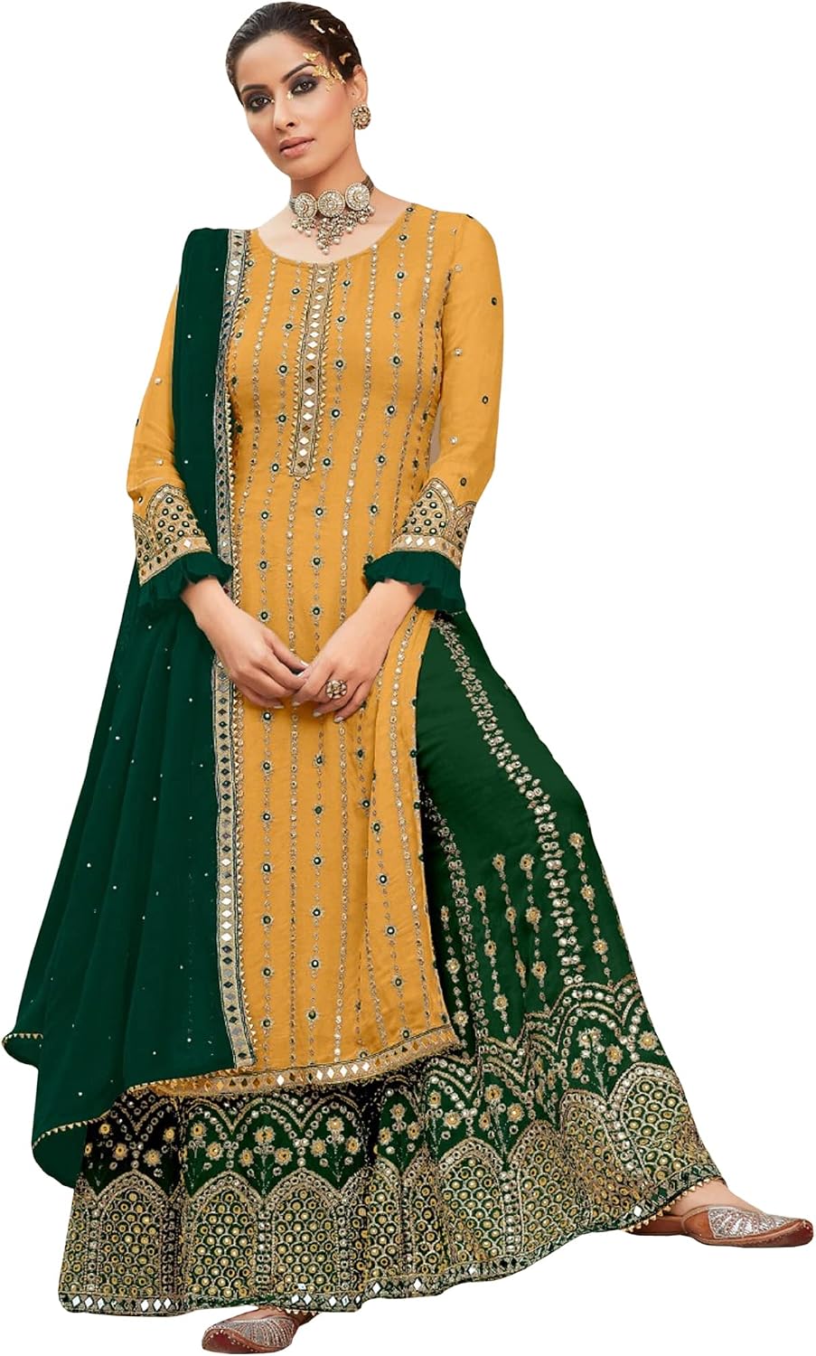 Ramadan Special Pakistani Designer Palazzo Suits Indian Stitched Salwar Kameez Dupatta Dress (2 US XX-Small (Chest-34 Waist-30), Choice 2)