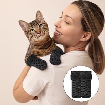 4 Pack Breathable Cat Shoes to Prevent Scratcning, Adjustable Only Cats Booties Mittens Socks (Black, M)