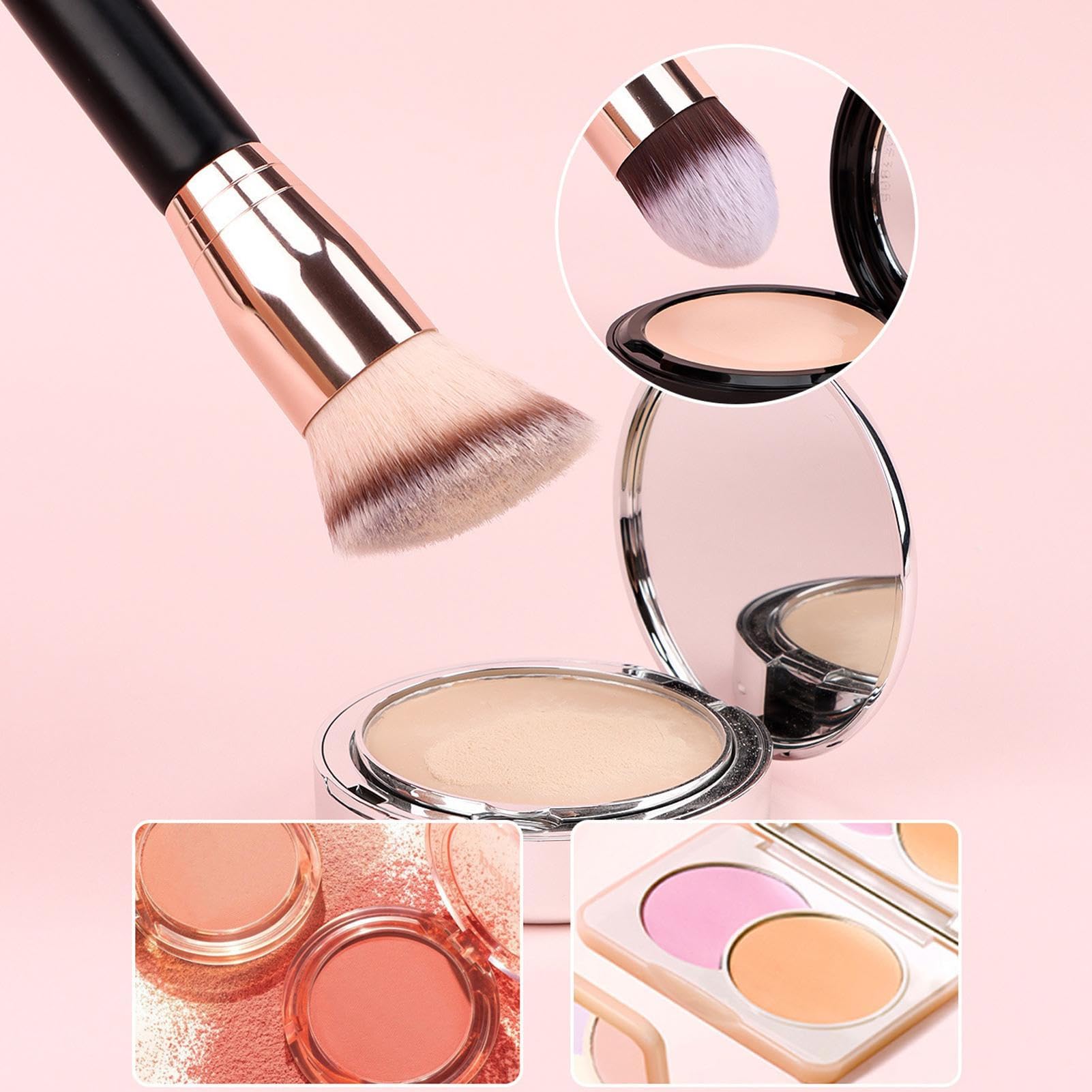 Foundation Brush - Double Ended Makeup Brush, Face Beauty Blending Brush | Professional Powder Brush for Liquid, Cream, Concealer, Blush, Makeup Application Tool, Women’s Beauty Tool for Fini