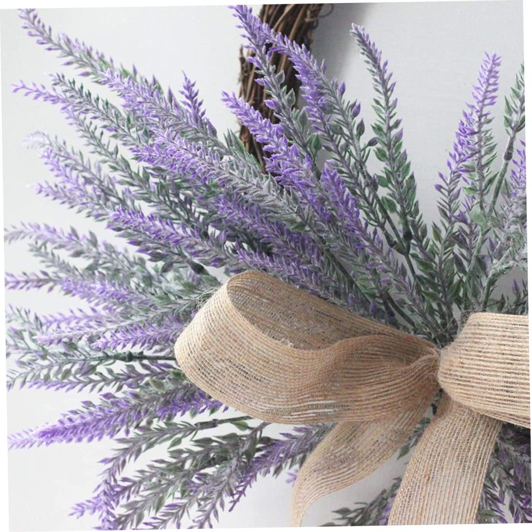 Ghirlanda di lavanda artificiale, ghirlanda di lavanda in seta con fiocco, ghirlanda di fiori artificiali per porta d'ingresso, finestra, parete, festa di nozze, casa, giardino, decorazione, viola, 1