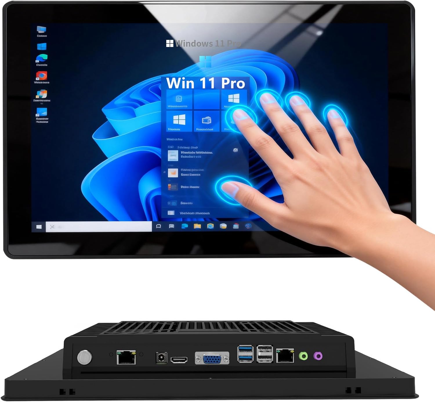 10.1 inch Embedded-Industrial-Panel-PC, Win11 Pro 10 Point Capacitive Industrial-Touch-Screen-Panel-Computer PC, Core I5-7200U / 16GB-DDR4 RAM 256GB SSD, 1920 * 1080 IPS