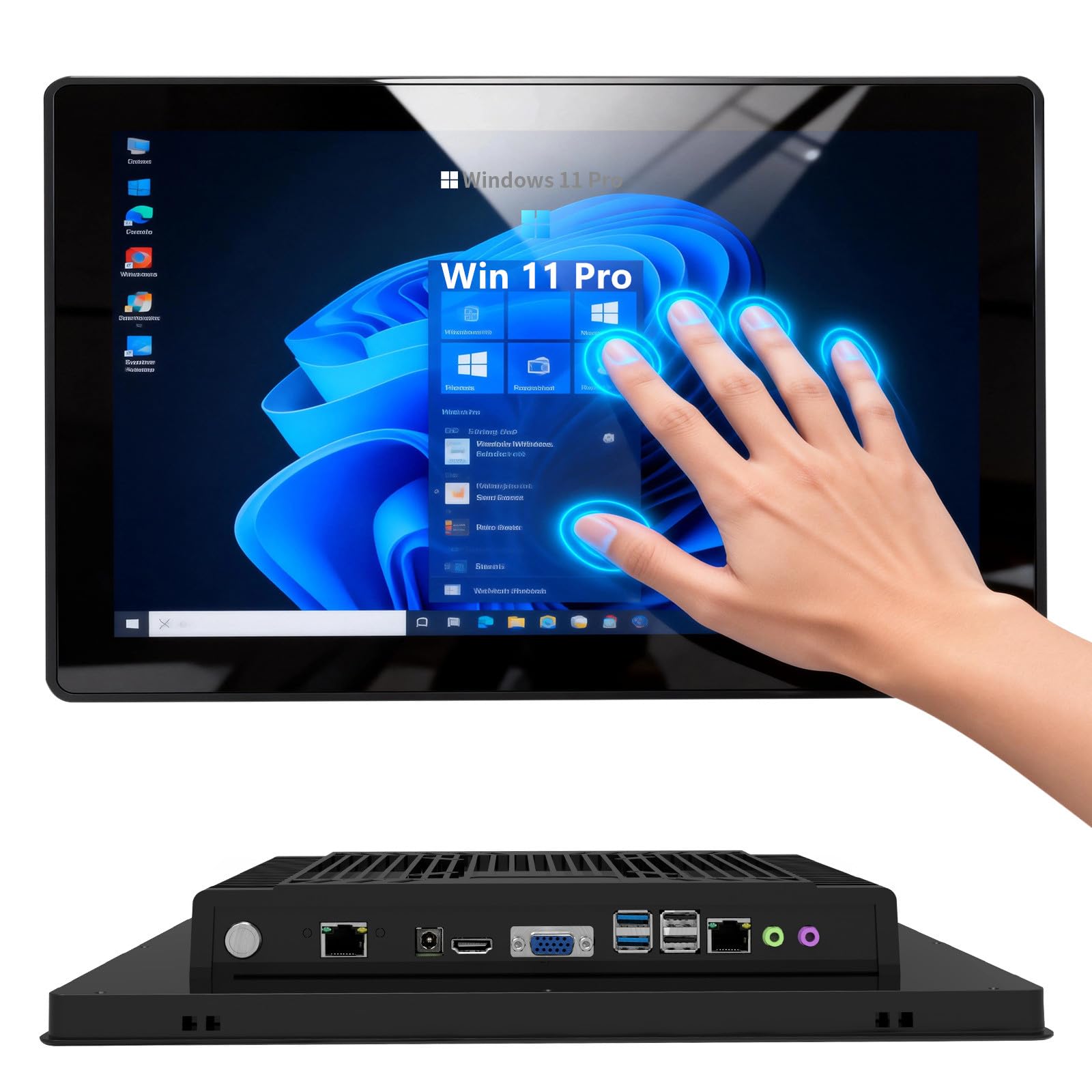 10.1 inch Embedded-Industrial-Panel-PC, Win11 Pro 10 Point Capacitive Industrial-Touch-Screen-Panel-Computer PC, Core I3-7100U / 8GB-DDR4 RAM 128GB SSD, 1920 * 1080 IPS