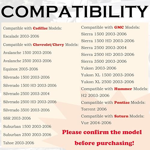 Miniatura 2 de Llavero de repuesto para Chevy Silverado 1500 2500 HD 2003-2006 Avalanche Equinox SSR Suburban Tahoe GMC Sierra Yukon XL Hummer H2 Cadillac Escalade