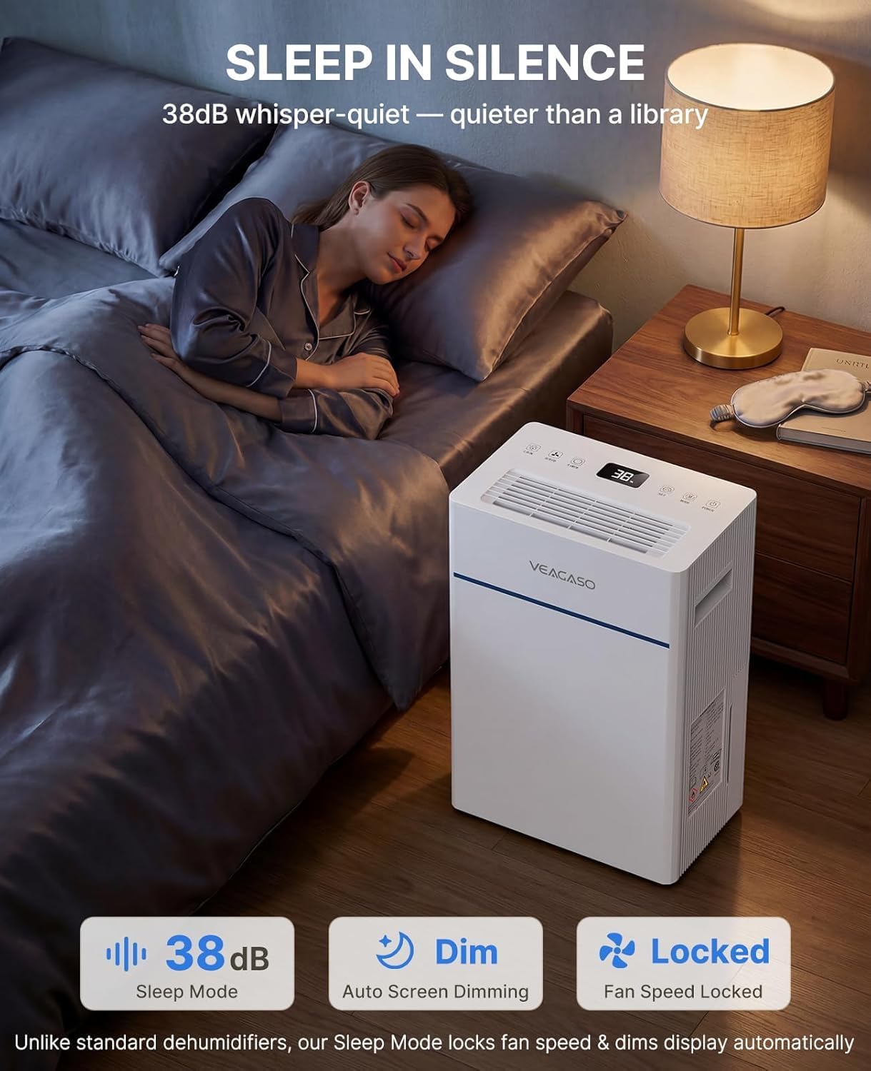 Dehumidifier for Basement, 32 Pints, 2500 Sq.Ft, 38dB Quiet | 38dB quiet sleep mode, auto-defrost for cold basements, drain hose included, 3 modes, 24H timer, ideal for bedroom & garage 6 71CKo15IMaL. AC SL1500