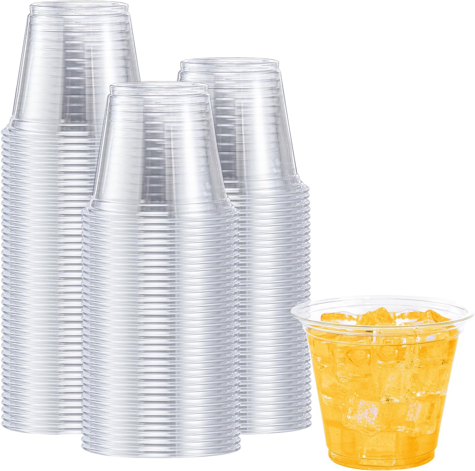 9 oz Clear Plastic Cups, 100 Pack Disposable Plastic Cups for Party, Plastic Wine Cups with Higher Heat Resistance (9oz 100pack)