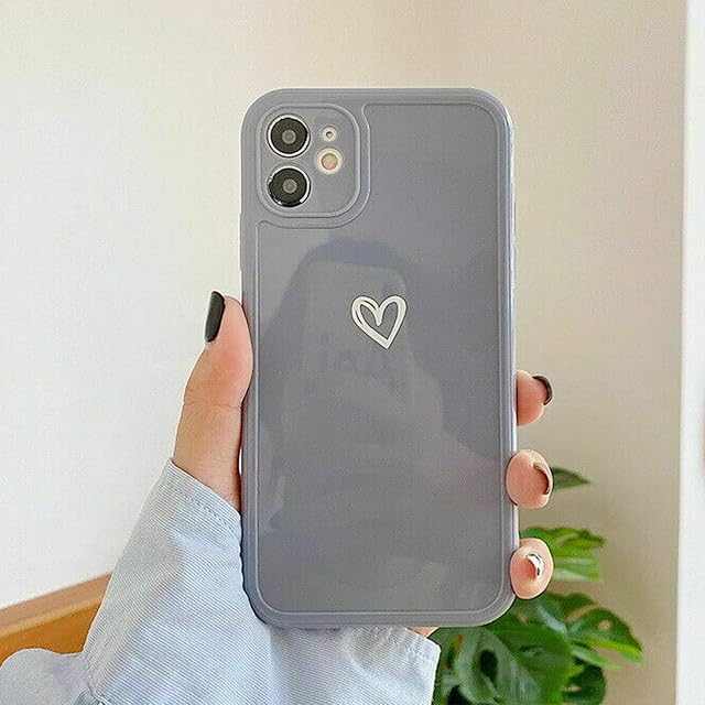 ZTOFERA TPU Case for iPhone 11, Glossy Soft TPU Case with Simple Heart Pattern, Slim Light-wight Protective Bumper Cover for iPhone 11 (6.1") - Grey
