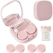 Lasiyanor Contact Lens Travel Kit with Cleaner Washer, Portable Contact Box with Mirror Tweezers Remover Tool Solution Bottle for Daily Outdoor