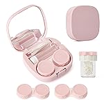 Contact Lens Travel Kit with Cleaner Washer, Portable Contact Box with Mirror Tweezers Remover Tool Solution Bottle for Daily Outdoor