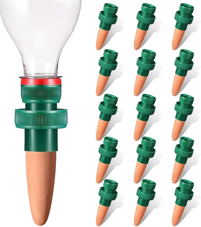 Bottle Adapter Self Watering Spikes, Terracotta Plant