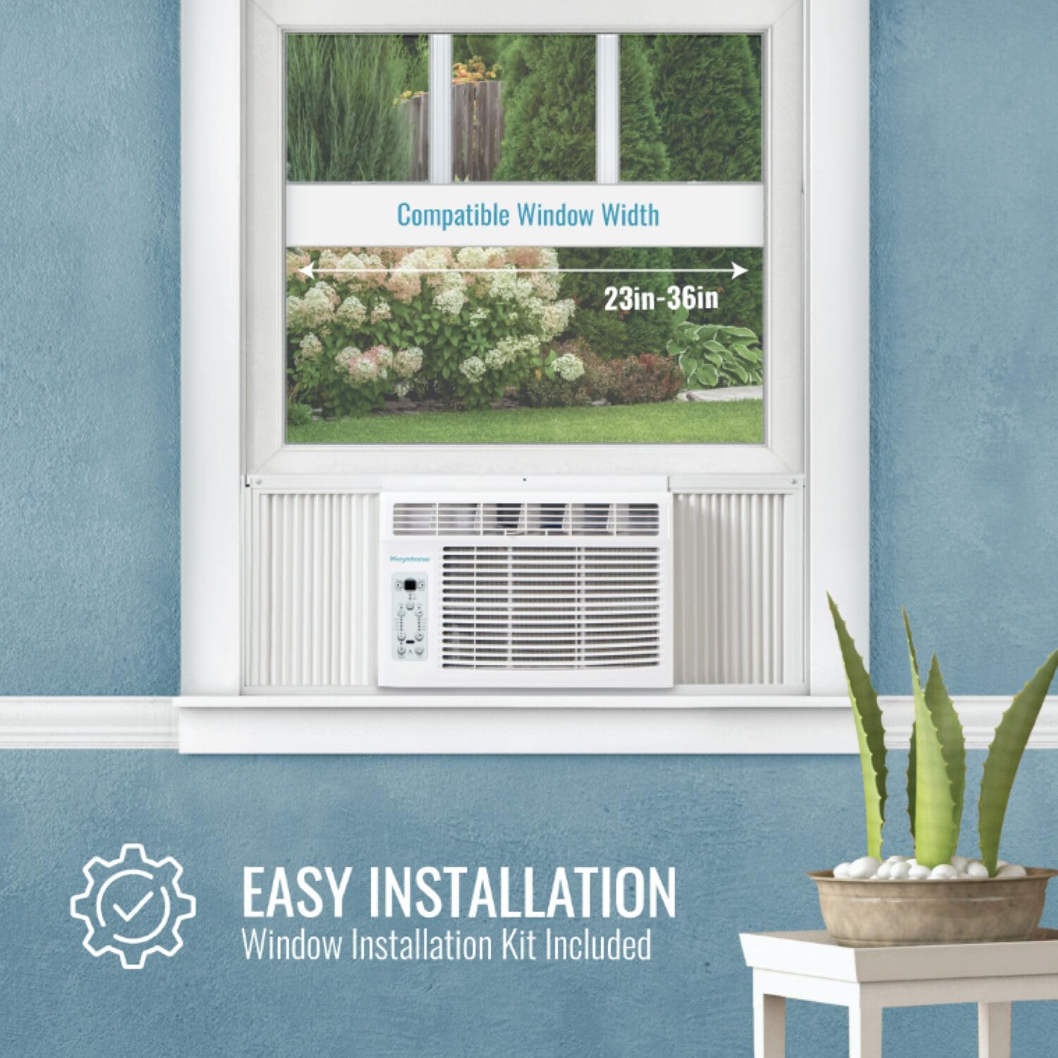 Keystone 14,000 BTU Window Air Conditioner and Dehumidifier, Window Unit Air Conditioners for Apartment, Living Room, Garage, and Medium to Large Rooms up to 650 Sq.Ft., Window AC Unit with Remote