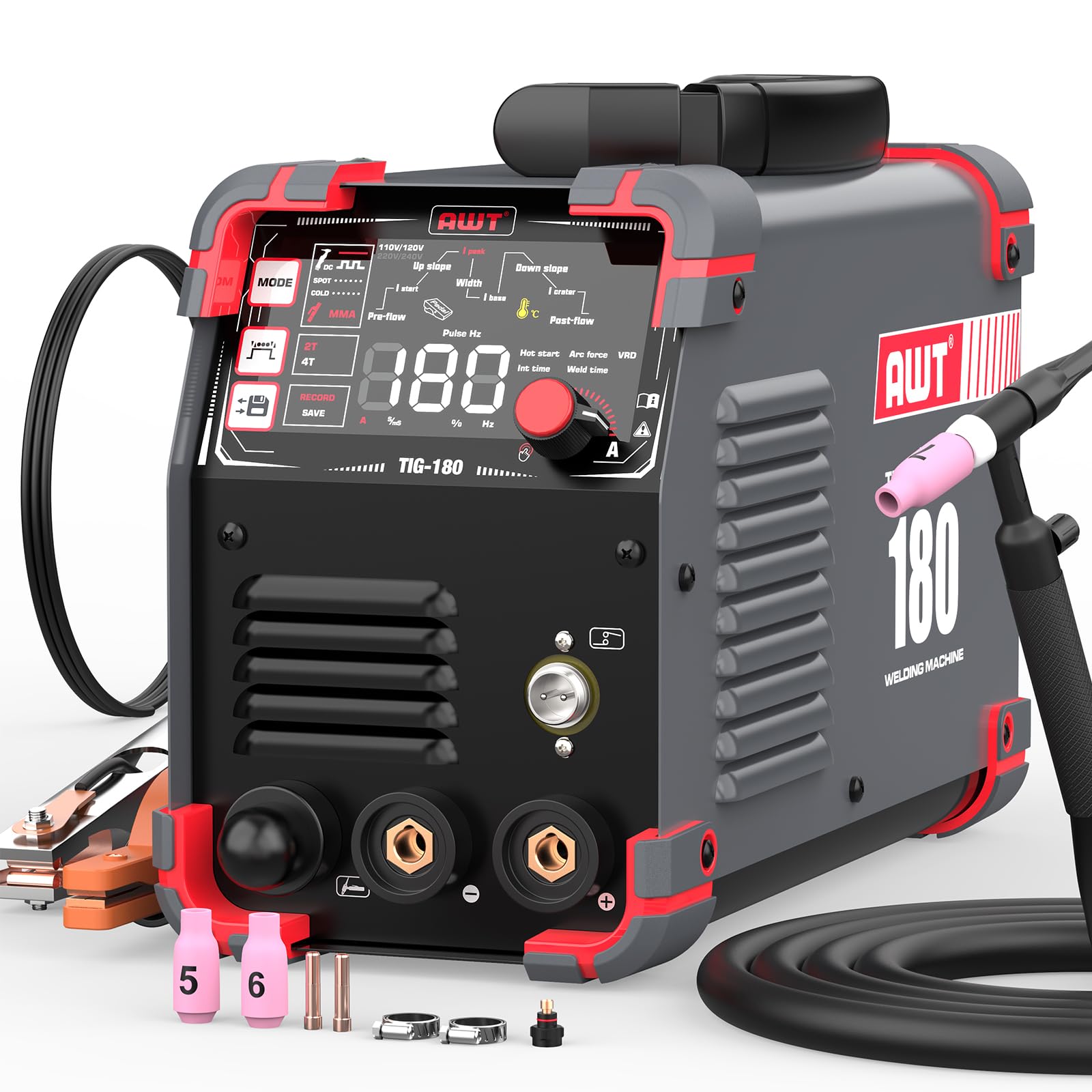 AWT TIG Welder 180Amp with DC Pulse,Cold TIG Welder with Large LED