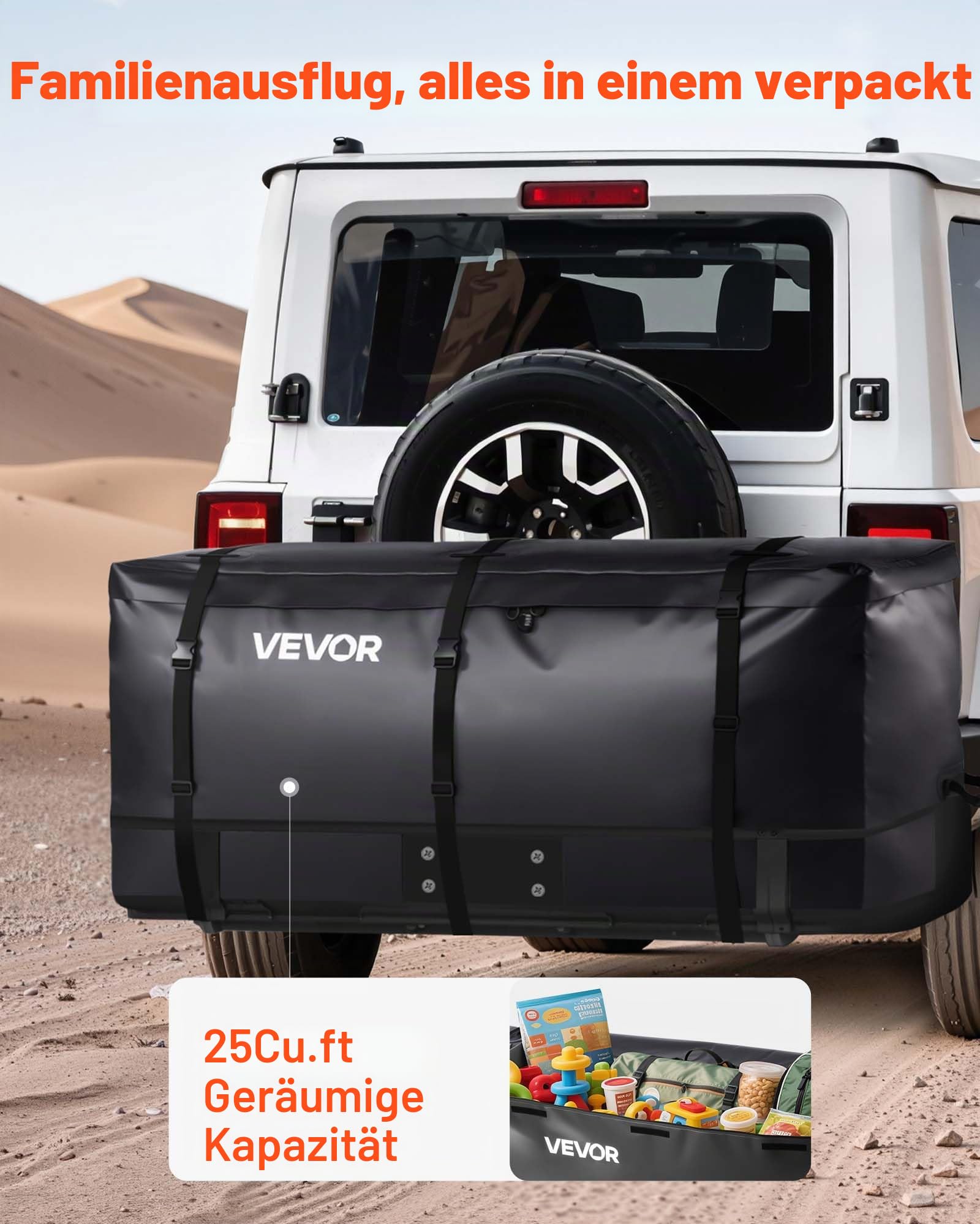 VEVOR Gepäckträgertasche für Anhängerkupplung aus wasserdichtes 840D-PVC (0,71 m³), Gepäcktasche zur Aufbewahrung auf der Ladefläche von Lkws mit verstärkten Gurten für PKW SUVs Vans Schwarz