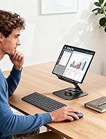 Vista 8 de Lamicall Soporte ajustable para iPad para escritorio, plegable, ultradelgado, rotación de 360°, soporte para tablet con base resistente, soporte