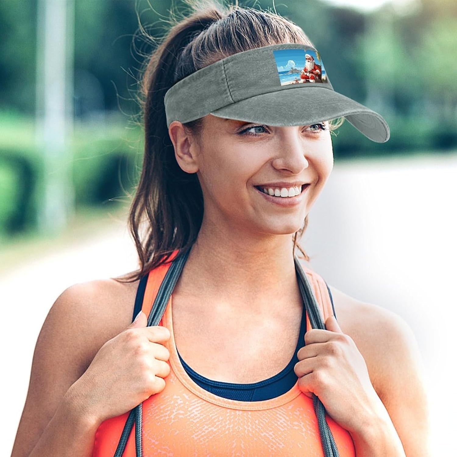 Sport Sun Visor Hats Adjustable Santa Claus at Beach Empty Top Baseball Cap for Women and Men Outdoor Activities