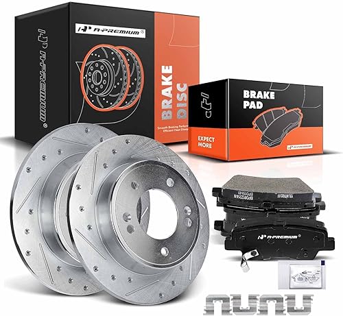 Miniatura 9 de A-Premium Kit de rotores de freno de disco sólido trasero de 10.31 pulgadas (10.311 in) + pastillas de cerámica compatibles con modelos