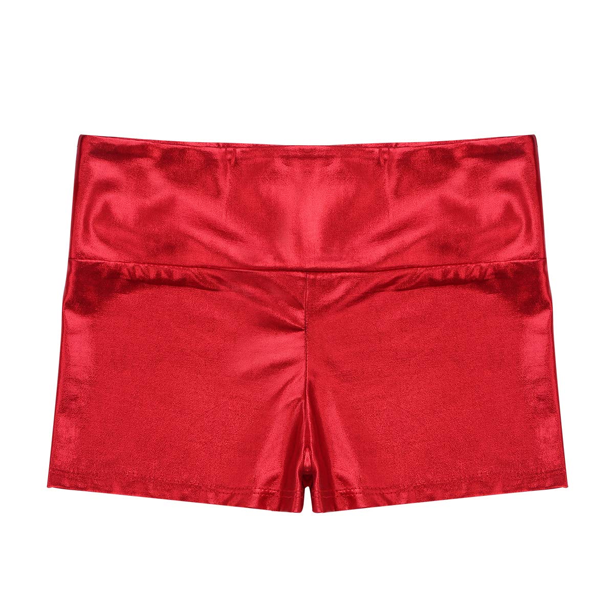 ranrann Pantalones Cortos Deportivos de Danza para Niña Shorts de Charol Metálico Cintura Alta Elástico Bóxer de Baile Yoga Gimnasia Fitness Hot Pants