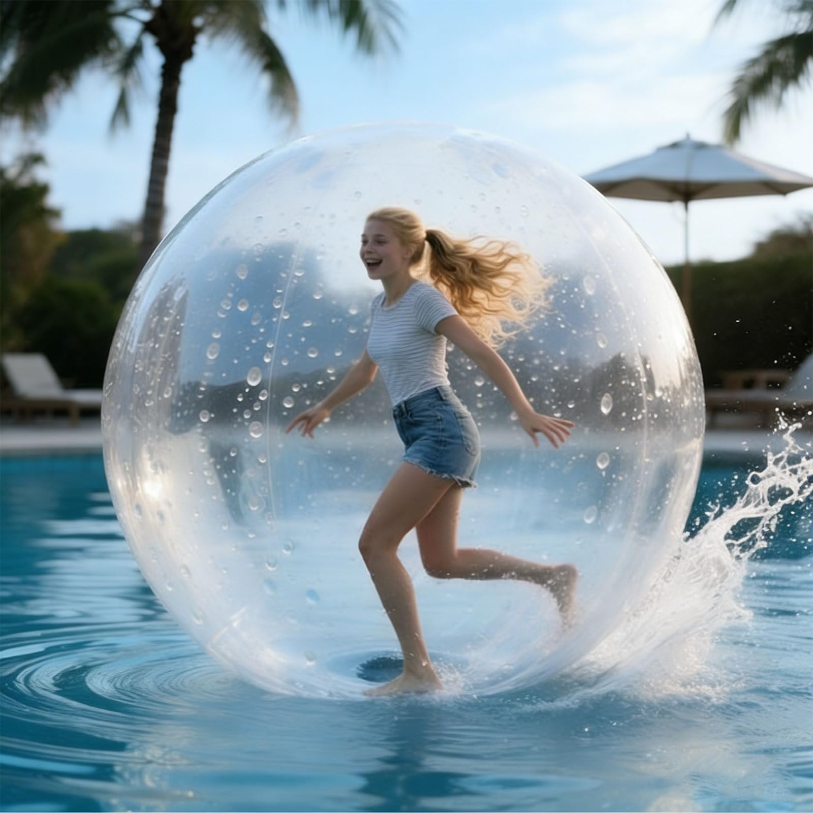 Bola Inflable para Caminar sobre el Agua, Bola Inflable para Hámster Humano con Bomba de Aire, Cremalleras Impermeables y Sellos Reforzados, Bola Zorb Transparente para Actividades en la Piscina y El
