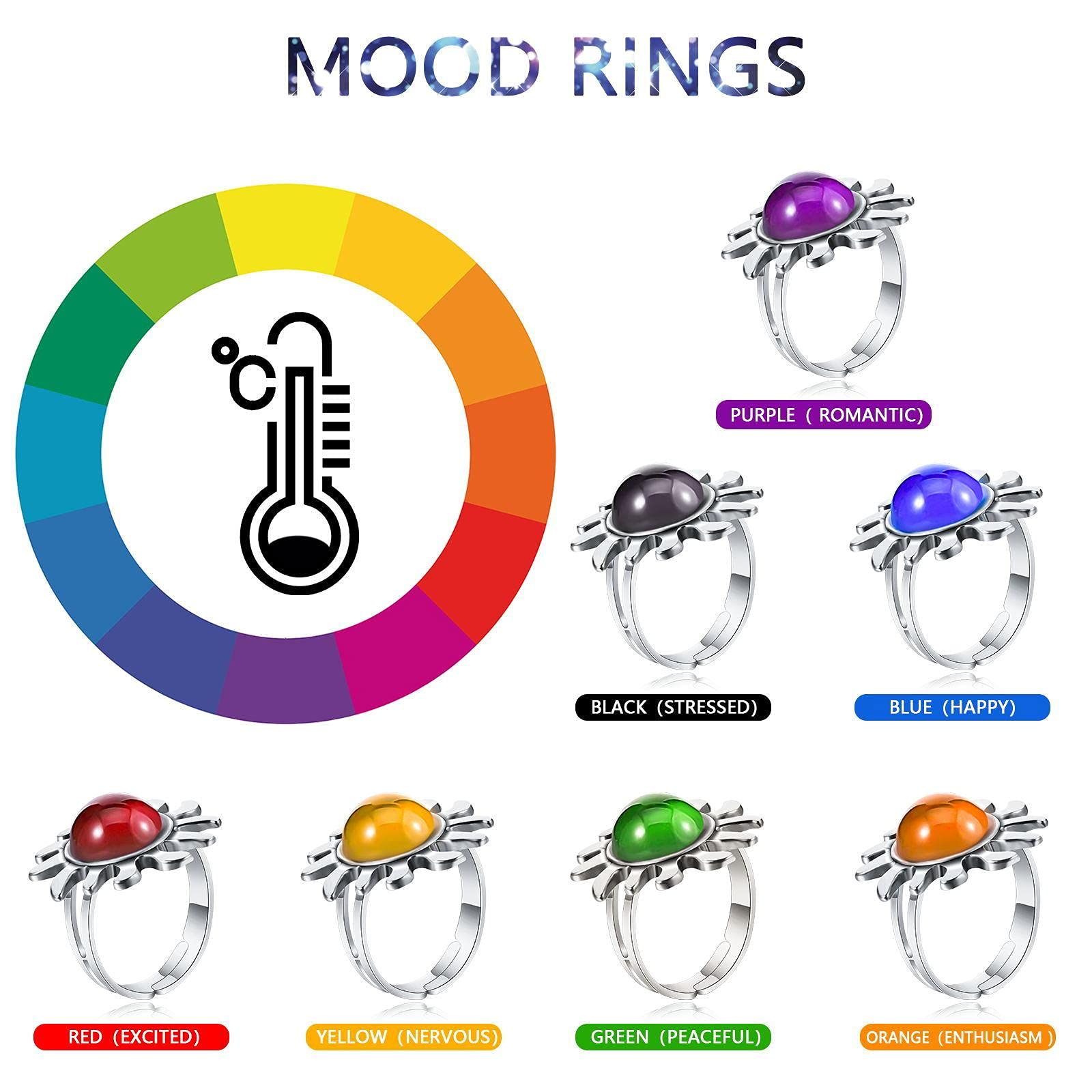 Buy 24 Pieces Adjustable Mood Rings for Women Temperature Change Color
