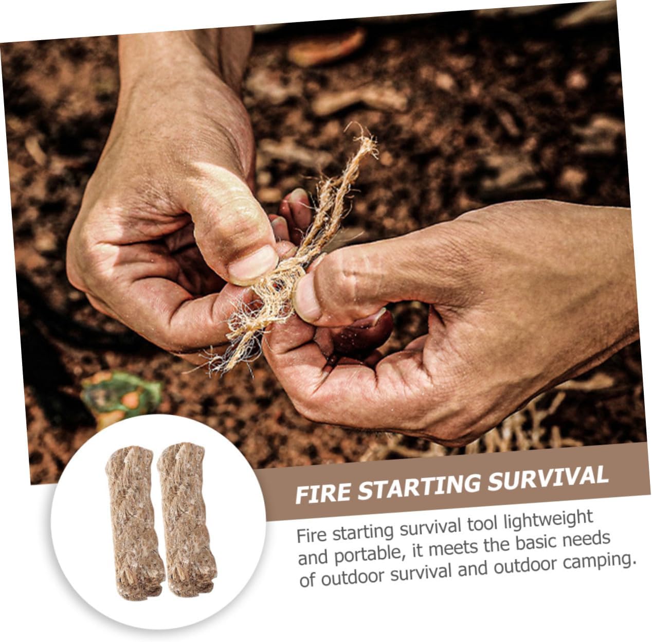 Kisangel 4Pcs Jute Fire Starter Rope Flammable Wick for Outdoor Camping BBQ and Survival Use Sturdy Outdoor Wick Rope for Hiking and Emergency Situations