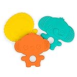 Bright Starts Gummy Buddies 3-Pack Textured Teethers - BPA-Free Elephant, Lion, Monkey - Unisex, 3 Months +