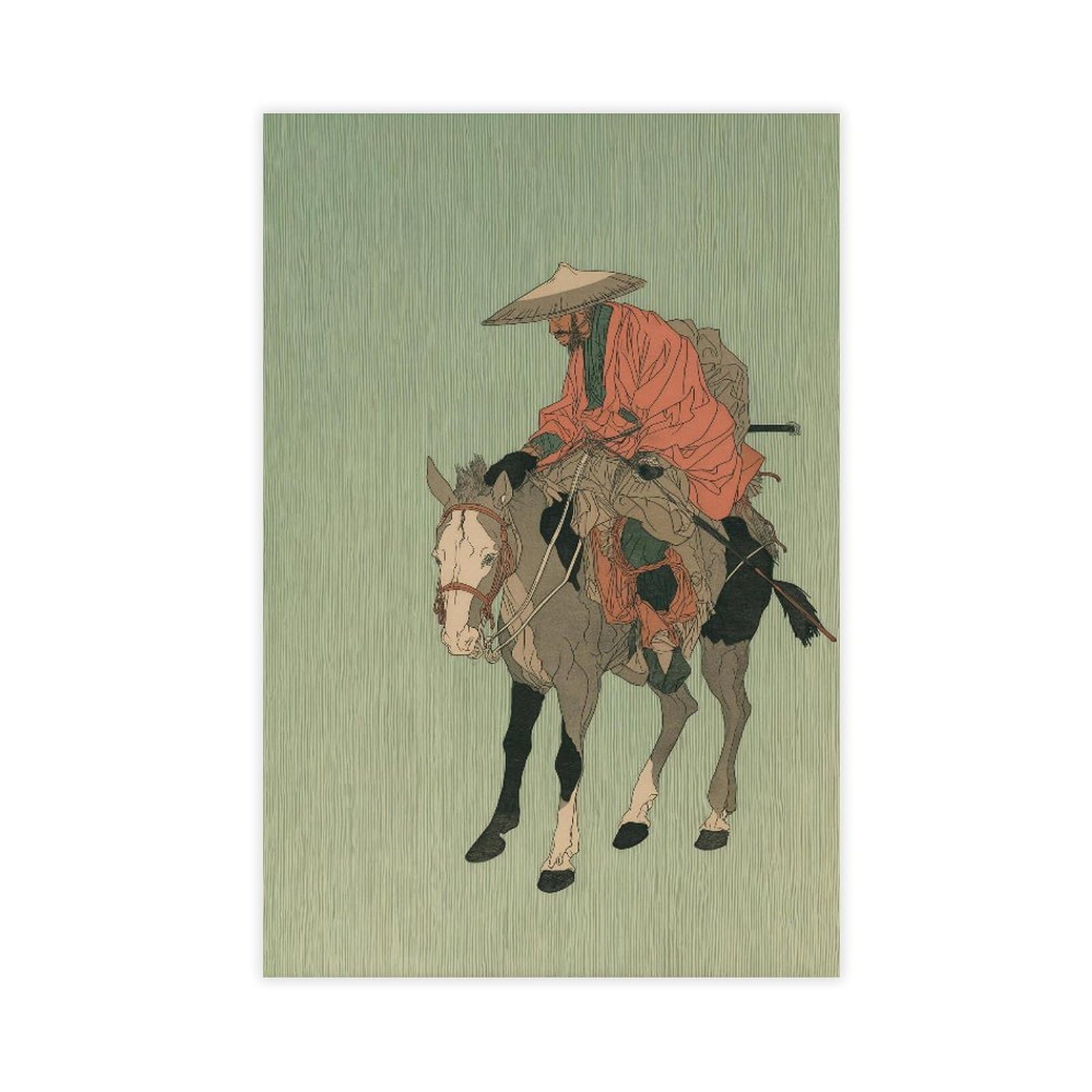 YWTJAX Japanese Samurai Rider Poster Canvas Poster for Dorm Room Decor Gift