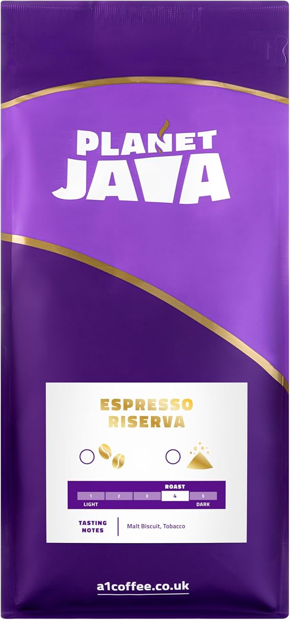 Planet Java Espresso Riserva Coffee Beans 1kg Bag, 100% Arabica Medium Roast, Hand Roasted In The UK