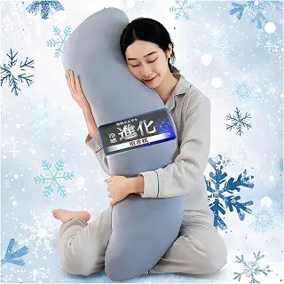 Maru Living 抱き枕【Q-MAX0.55究極進化冷感】だきまくら 冷感【さらふわ×ボリューム感】だき枕 ひんやり 冷たい れいかん 接触冷感 クール 夏 膝枕 抱枕 妊婦 快眠 安眠 もちもち 吸湿 防ダニ 洗える 30x100cm アイスグレー