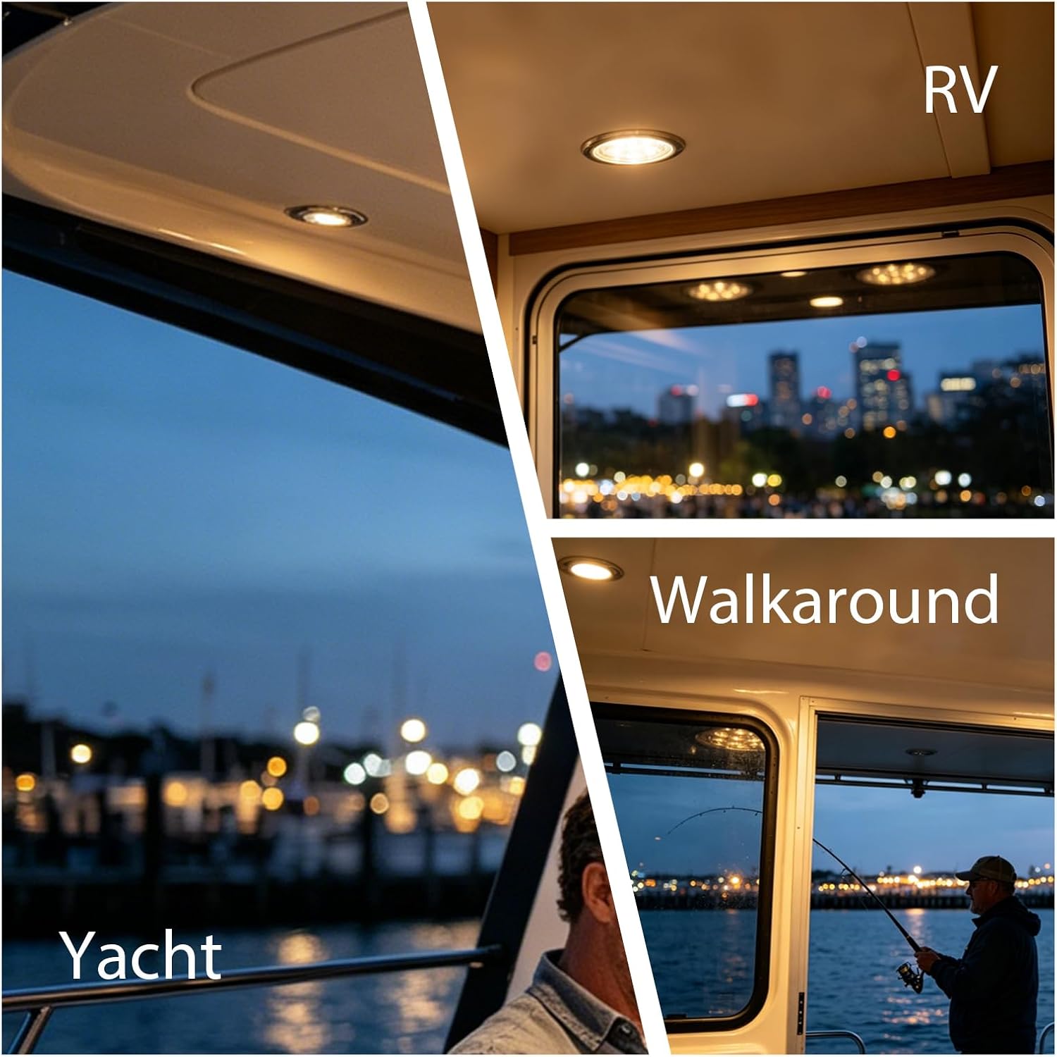 LED Boat Lights Waterproof, Boat Interior Lights, 3-3/4" IP65 Marine Dome Light with 5 Super Bright Warm White LEDs, 120° Wide-Angle Beam for Cabin, Yacht, RV & Camper Ceiling