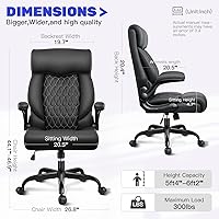 Vista 2 de Silla ejecutiva de oficina de respaldo alto - Escritorio ergonómico para computadora con función de balanceo, de cuero para gerencia