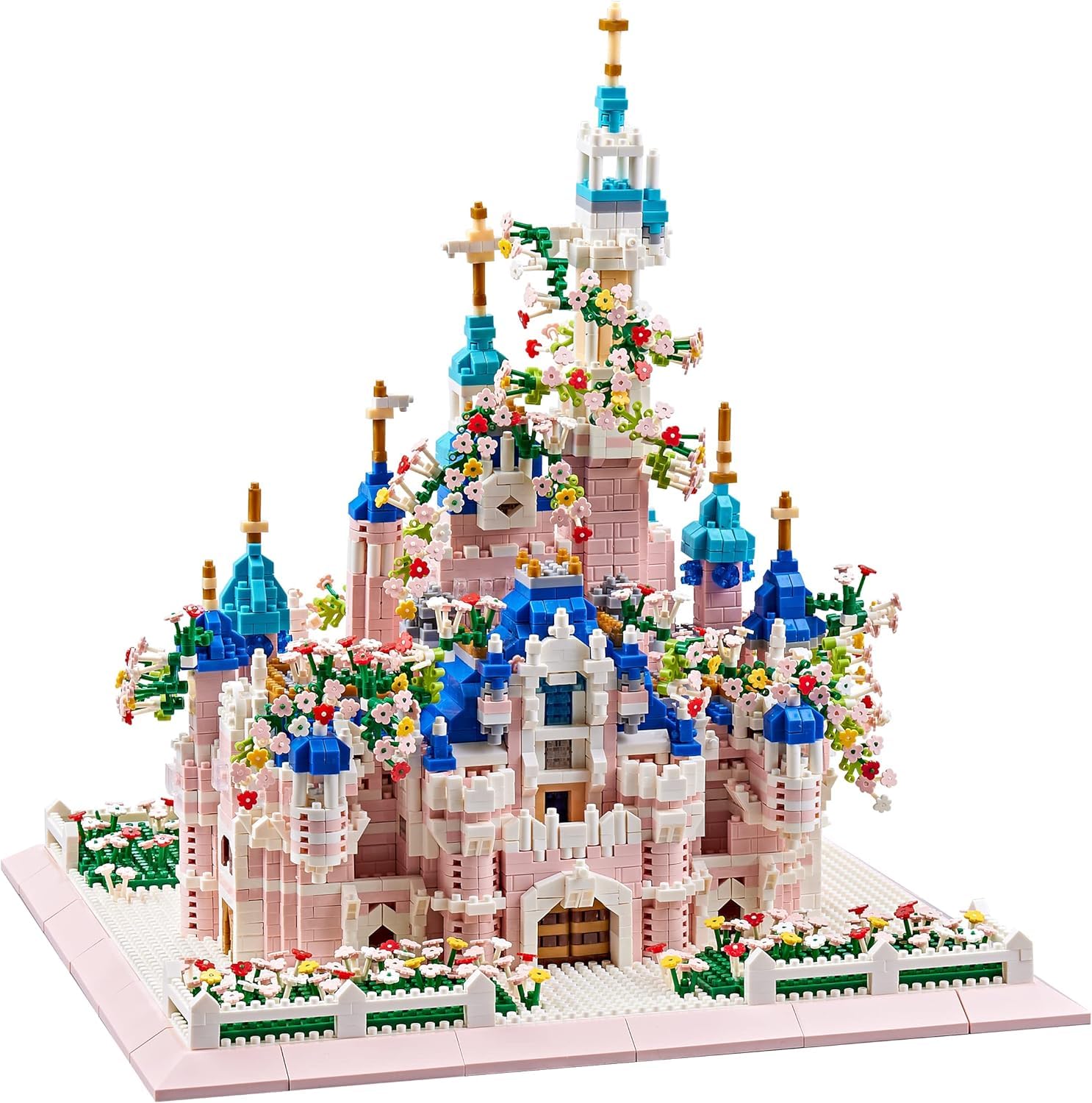 SKY LINE OCEAN Pink Flower Princess Castle Building Blocks Set (4500+ PCS) | Floral Palace Micro Blocks Model Kit Complex for Ages 14+ | Detailed Architecture Décor | 6 Months Structural Warranty-image-27