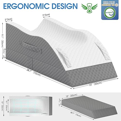 Miniatura 2 de Almohadas de elevación para pierna después de la cirugía, almohada de cuña ajustable de espuma viscoelástica para lesiones o descanso, almohada de