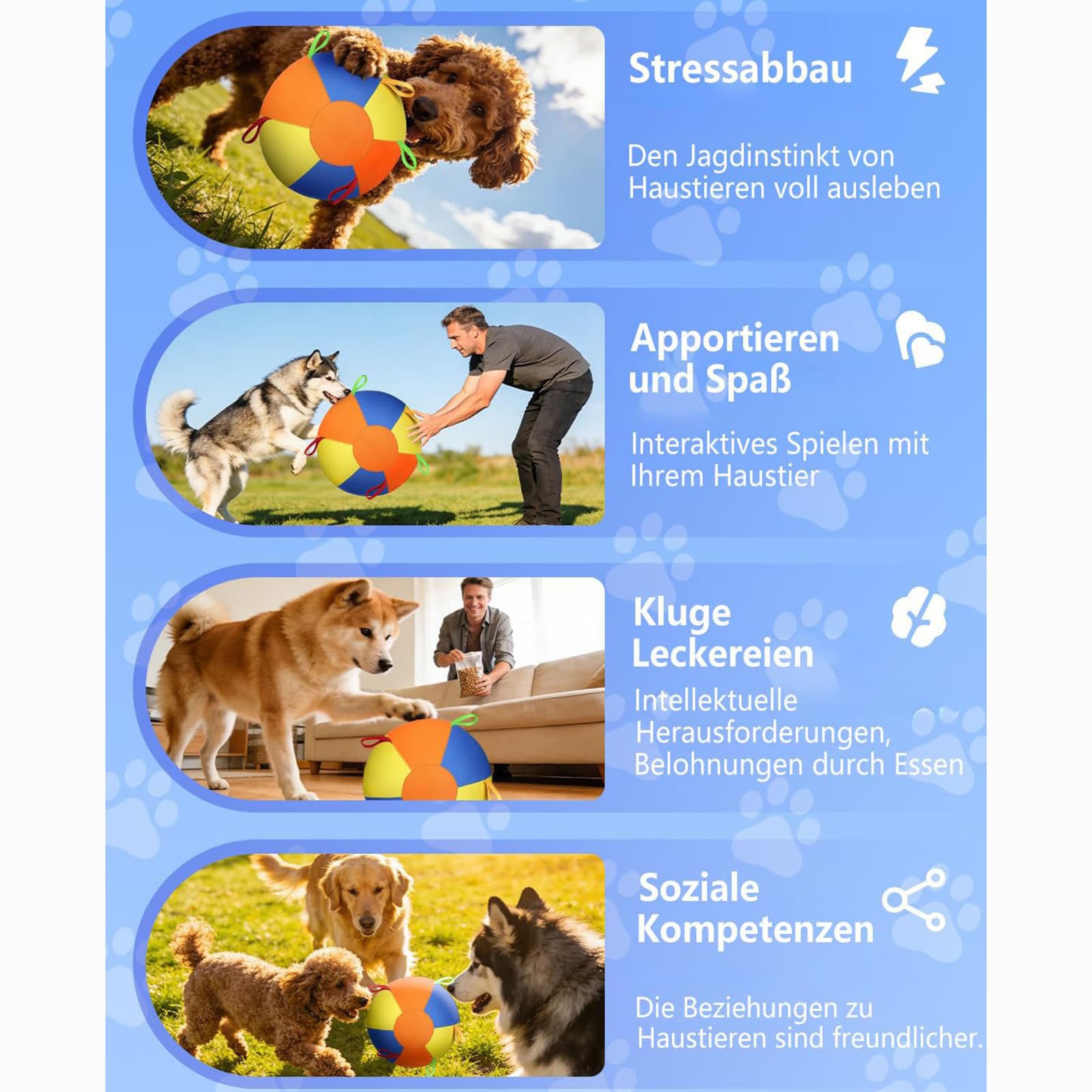 ZVD Herding Ball für Hunde,interaktiver Hundespielzeugball, langlebiger Ball für Hunde, Training, Kauspielzeug, Haustierbedarf, bissfestes Design, für Pferde und Schafe, Hundeball (B; 55CM)