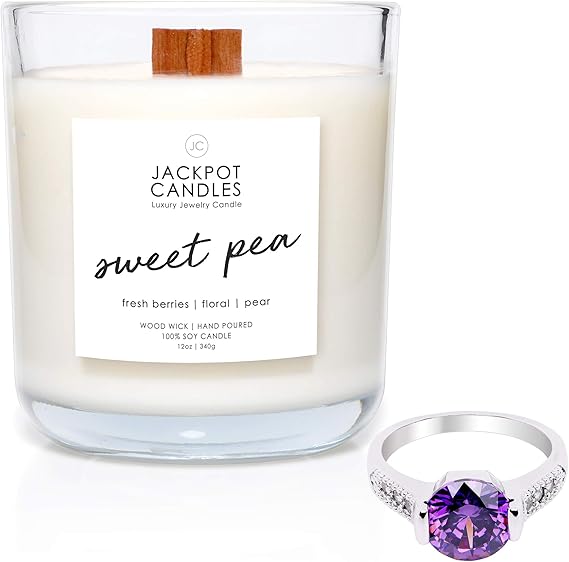 Jackpot Candles Sweet Pea Candle with Ring Inside (Surprise