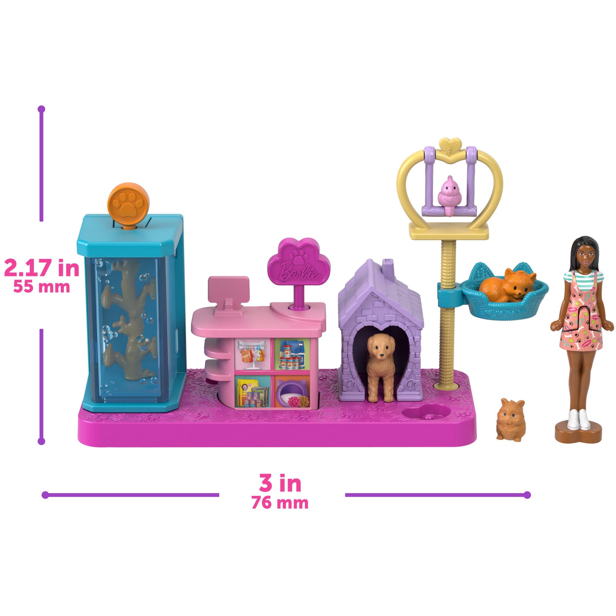 Barbie Coffret Maison de Rêve 4-en-1 Mini BarbieLand avec Maison de Rêve et 3 Autres Coffrets thématiques, 4 poupées de 4 cm, mobilier et Accessoires, JGL31