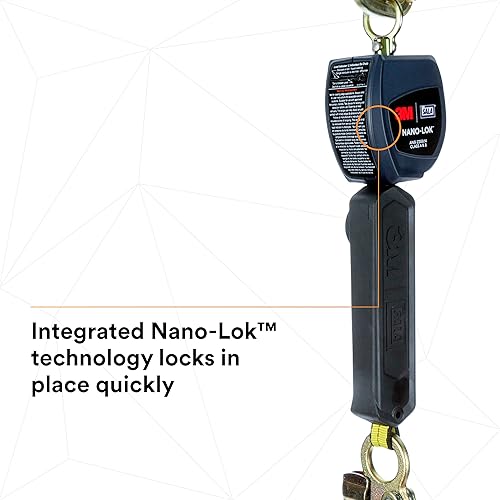 Miniatura 5 de 3M DBI-SALA Nano-Lok 3101229 Línea de vida auto retráctil, 6', 3/4" Dynema poliéster Web, gancho de acero armado, conector rápido para montaje