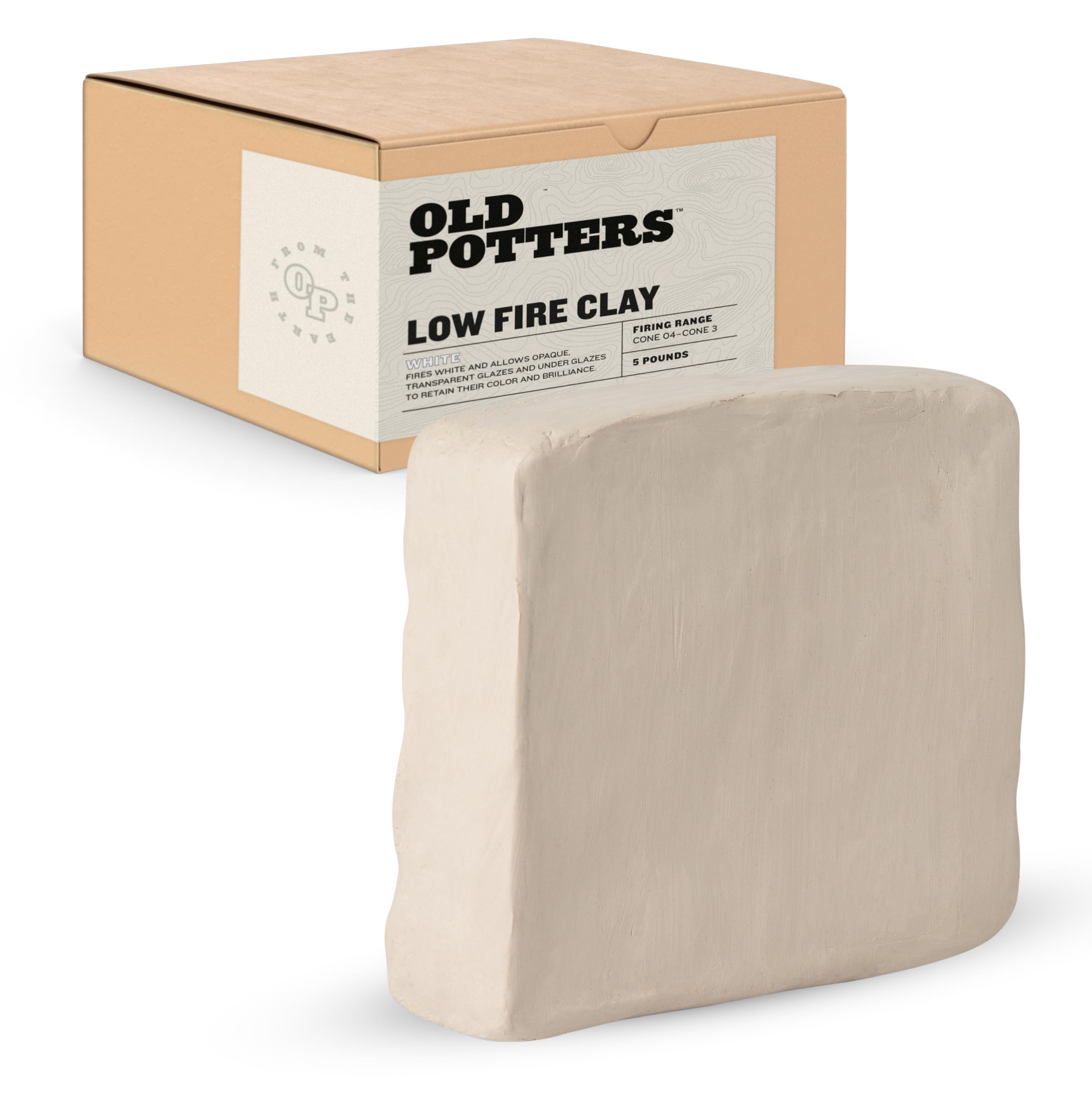 Old Potters Low Fire Pottery Clay White Art Modeling Clay, Ideal for Wheel Throwing and Hand Building, Pottery Clay for Sculpting, Beginners, and Advanced (5 lbs)