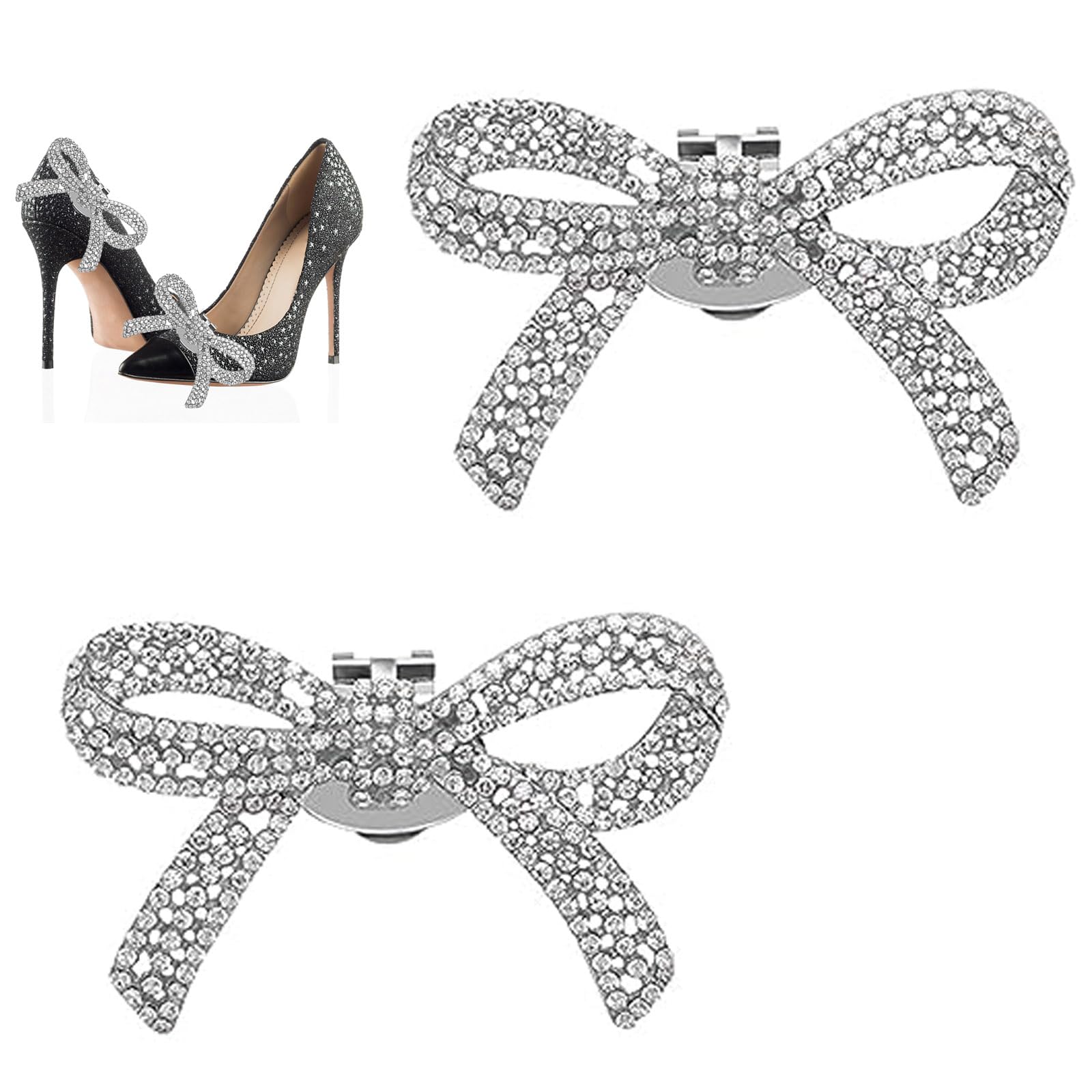 JIANYH2 PCS Shoe Clips, Shoe Clips Women, Detachable Bow Shoe Clips Shoe  Accessories, Elegant Shoe Decorations for Women Bride Wedding Prom Party  High