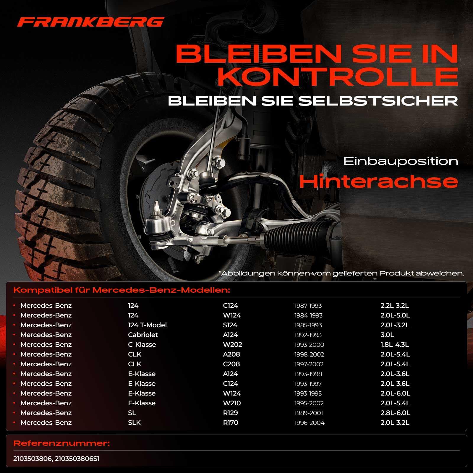 Frankberg 8-Teilig Querlenker Satz Kompatibel mit 190 W201 1.8L-2.6L 1982-1993 124 Coupe C124 2.2L-3.2L 1987-1993 124 Stufenheck W124 2.0L-5.0L 1984-1993 Replace# 2103503806