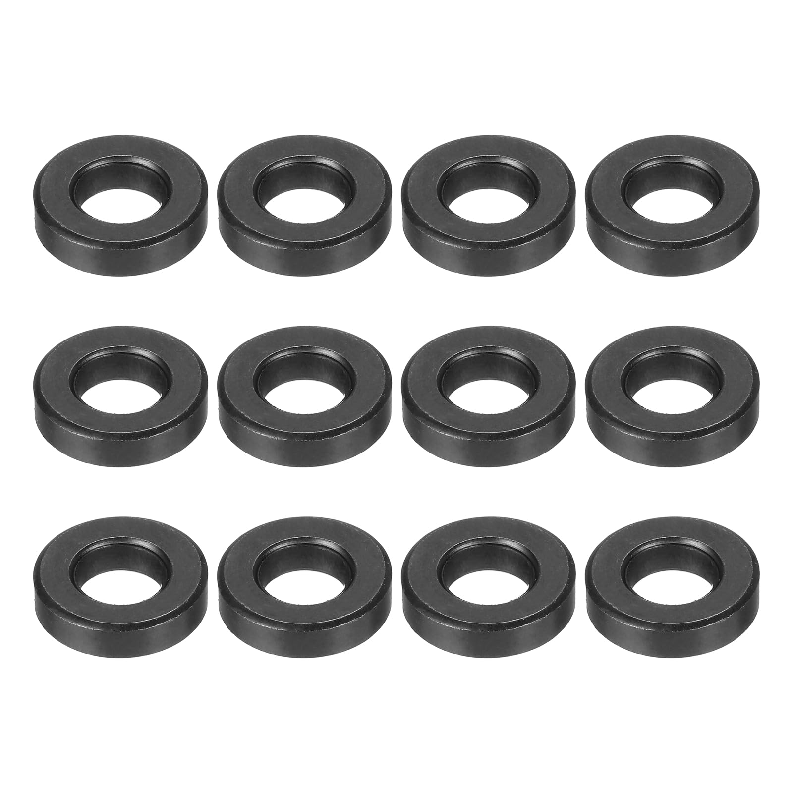 sourcing map 12pcs 5/16" Black Flat Washer for M8 Screw, Steel Metal Washers 8mm ID 18mm OD 5mm Length for Industrial, Screws Bolts