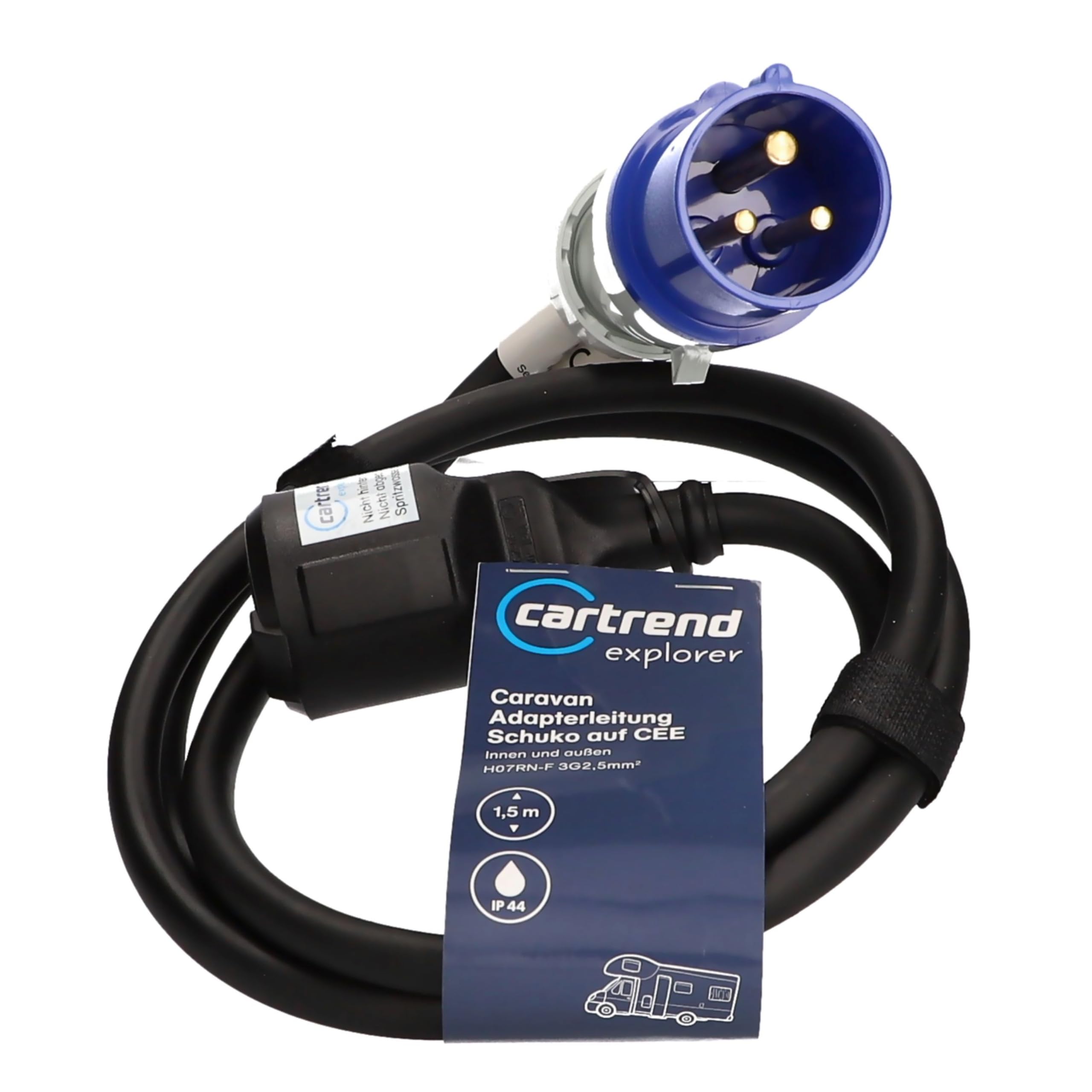 Cartrend Explorer Cavo Adattatore CEE 1,5m IP44 - Per Camper, Caravan E Alimentatori