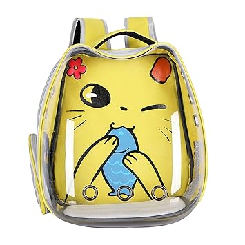 Meri SHOPP Pet Cat Dog Carrier Bag Transparent Pet Backpack for Small Pet Yellow