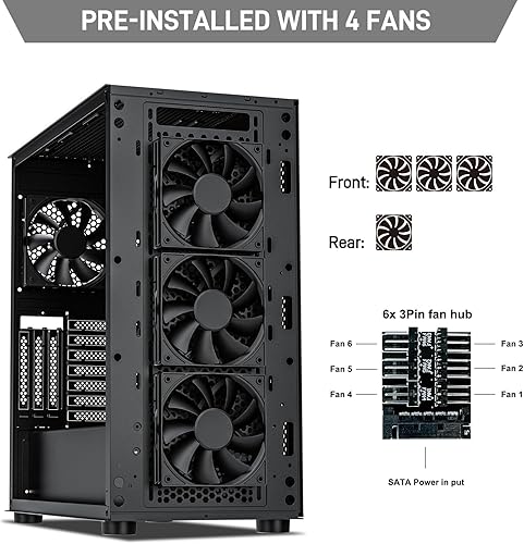 Miniatura 9 de DARKROCK Classico Max Storage Master E-ATX - Carcasa para computadora con ventilador negro de 0.157 x 4.724 in, disco duro de 10 x 3.5 + 3 x 2.5 SDD